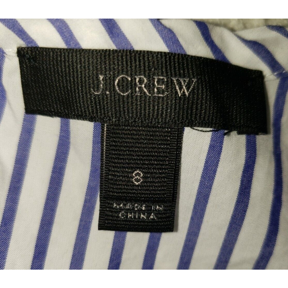 J CREW Blue Sz 8 TIERED TOP IN MIXED STRIPES Ruffle Blouse Style Prairie Cottage - Picture 9 of 12